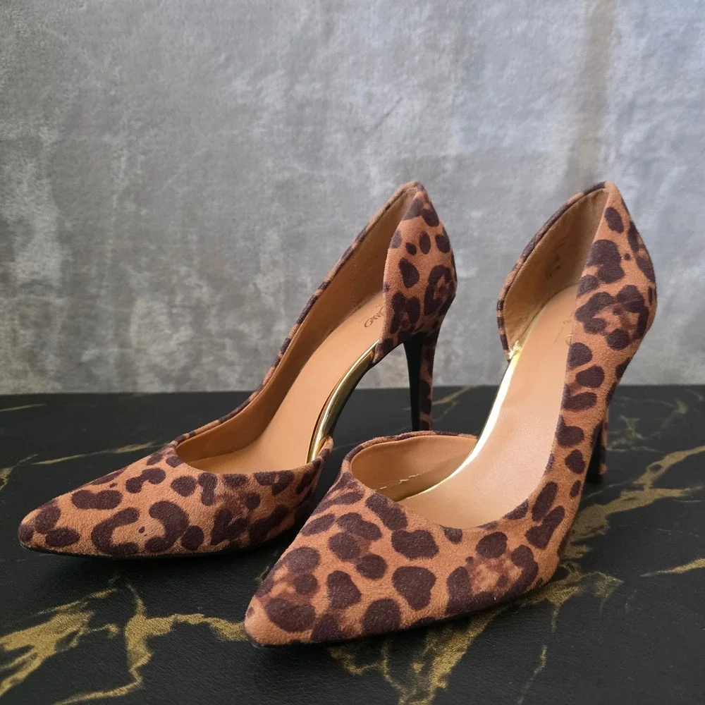 Mossimo Womens Leopard Print dOrsay Pumps Pointed Toe Stiletto Heels Size 8